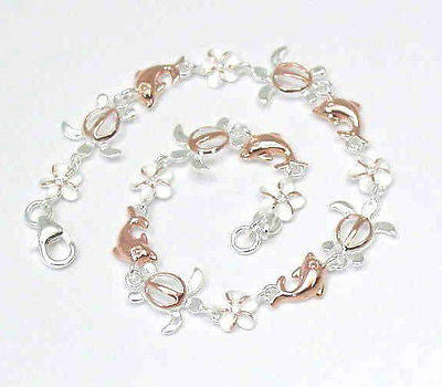 Gold and silver charms bracelet in 92.5 sterling silver Rose Gold