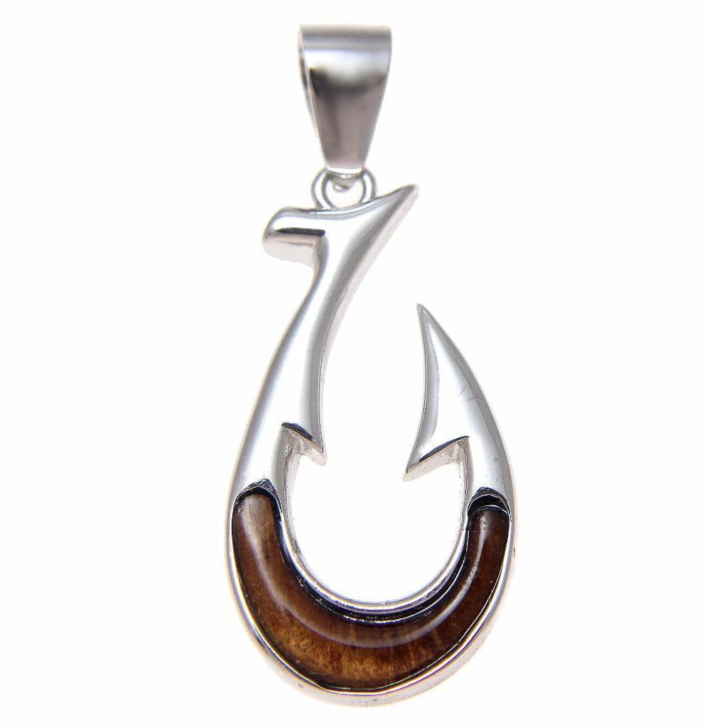 GENUINE INLAY KOA WOOD FISH HOOK PENDANT STERLING 925 The Turtle Factory and More GENUINE INLAY KOA WOOD FISH HOOK PENDANT STERLING 925 The Turtle Factory and More
