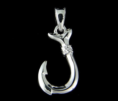 925 STERLING SILVER SMALL 2 SIDED HAWAIIAN FISH HOOK PENDANT CHARM (FH-1)