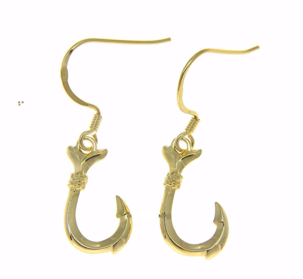 YELLOW GOLD STERLING SHINY FISH HOOK WIRE HOOK EARRING – The Turtle Factory  and More