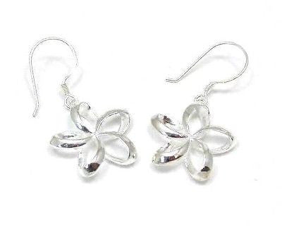 18.5MM SILVER 925 HAWAIIAN OPEN PLUMERIA EARRINGS WIRE (PE-142)