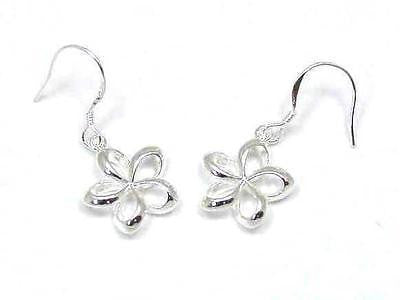 14MM SILVER 925 HAWAIIAN OPEN PLUMERIA EARRINGS WIRE (PE-90)