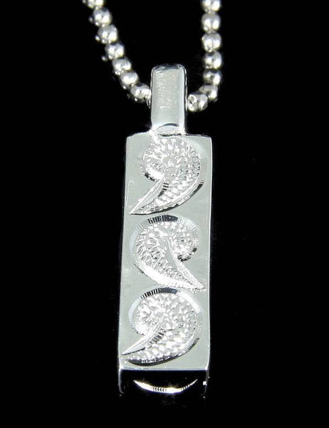 HEAVY SOLID 925 STERLING SILVER HAWAIIAN SCROLL BAR SLIDE PENDANT 5MM (PP-102)