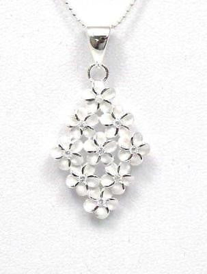 925 SILVER HAWAIIAN 9 PLUMERIA FLOWER PENDANT CZ (PP-104)