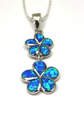 INLAY OPAL HAWAIIAN PLUMERIA DANGLING PENDANT SILVER (PP-174)