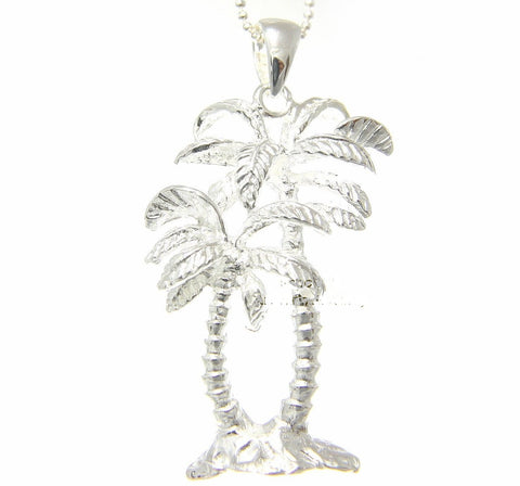 SILVER 925 HAWAIIAN SMALL & LARGE PALM TREE PENDANT (PTJ-21)