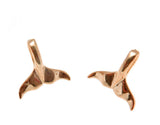 YELLOW ROSE GOLD PLATED RHODIUM SILVER 925 HAWAIIAN WHALE TAIL EARRINGS SMALL (WJ-2)