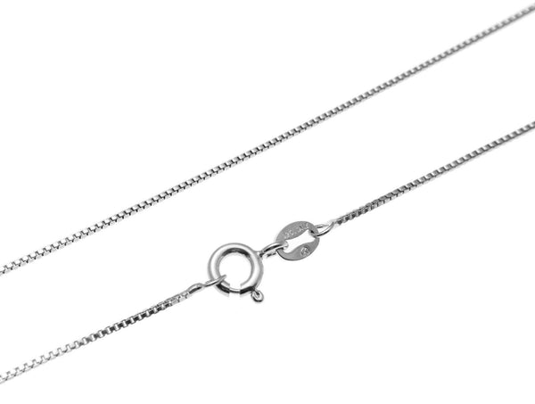 1MM ITALIAN STERLING SILVER 925 BOX CHAIN NECKLACE 16" RHODIUM (SC-16)