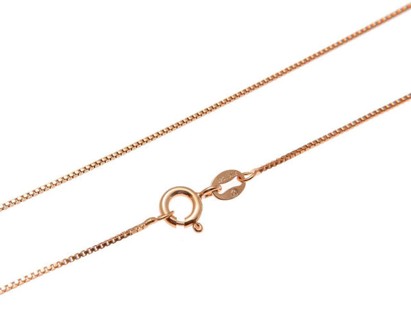 1MM ITALIAN ROSE GOLD ON SILVER 925 BOX CHAIN NECKLACE 16",18",20",22",24" (SC-17)