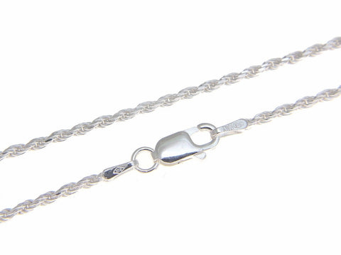 ITALIAN STERLING SILVER 925 DIAMOND CUT ROPE CHAIN NECKLACE 1.4MM 14" (SC-28)