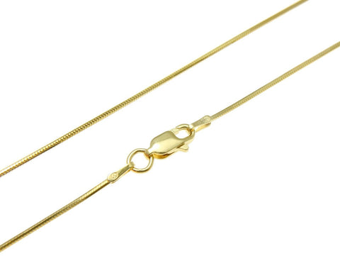 1MM YELLOW GOLD SILVER 925 ITALIAN OCTAGON MIRROR SNAKE CHAIN NECKLACE 16" - 24" (SC-42)