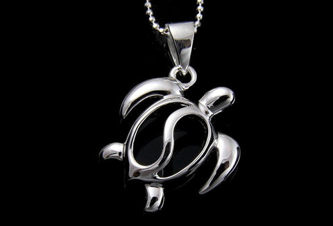 STERLING SILVER 925 SHINY HAWAIIAN HONU TURTLE PENDANT 18MM (TP-121)