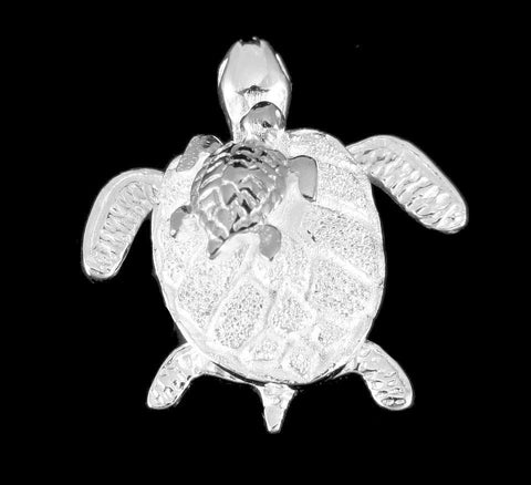 STERLING SILVER 925 HAWAIIAN 3D HONU MOM BABY TURTLE MOVABLE PENDANT (TP-125)