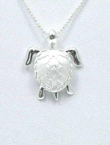 SILVER 925 LARGE 3D MOVABLE HAWAIIAN SEA TURTLE PENDANT (TP-138)