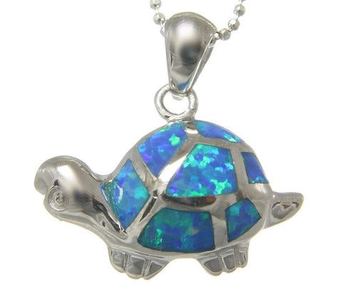 INLAY OPAL STERLING SILVER 925 HAWAIIAN TURTLE PENDANT HEAVY SMALL (TP-167)