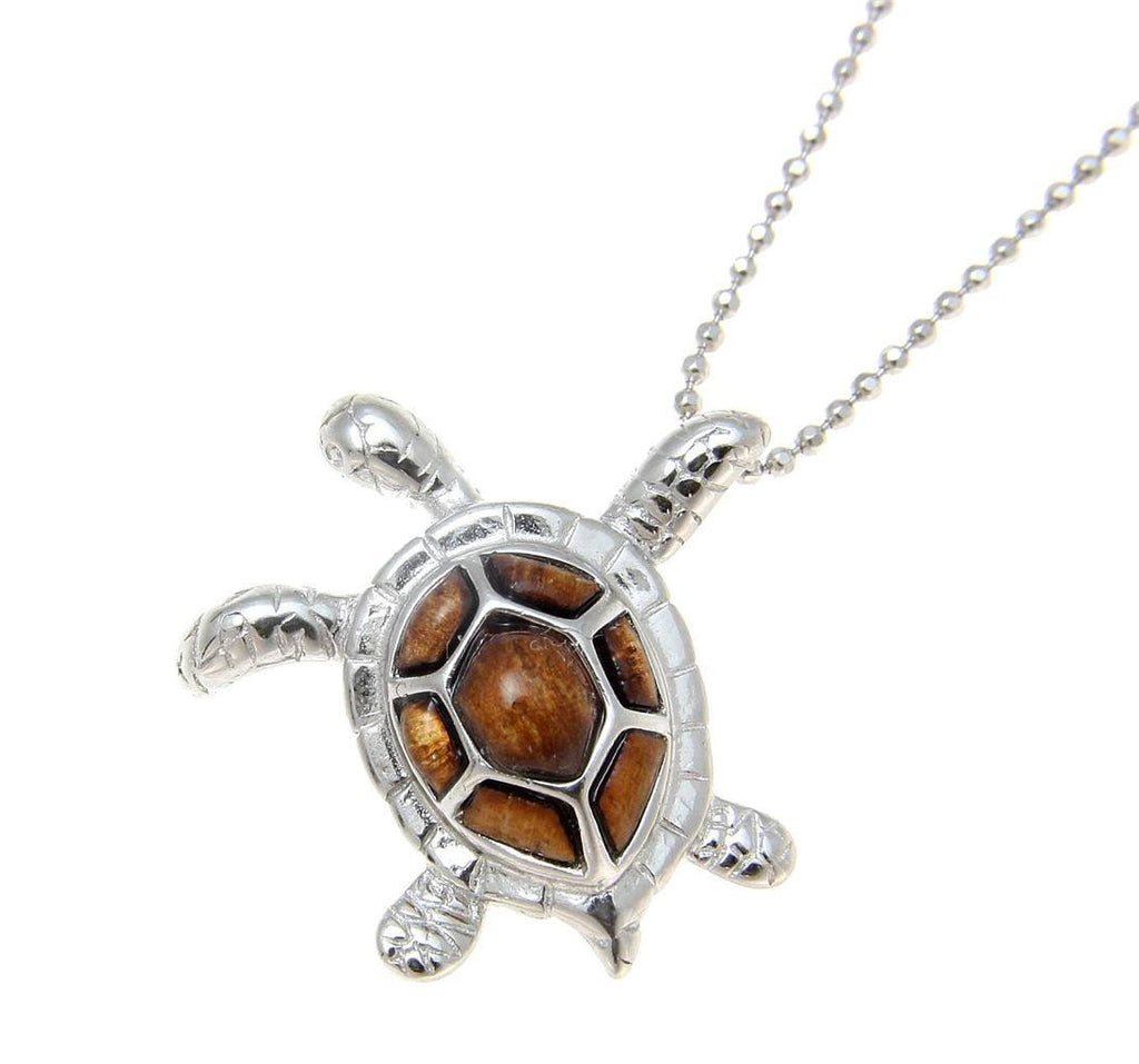 Sterling Silver Synthetic Blue Opal Mother Child Turtle Pendant Neckla –  Hawaiian Silver Jewelry