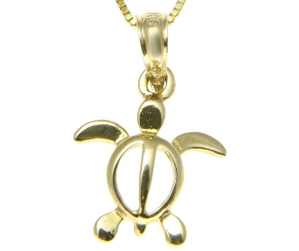 14K SOLID YELLOW GOLD HAWAIIAN BABY HONU TURTLE CHARM PENDANT (TP-234)