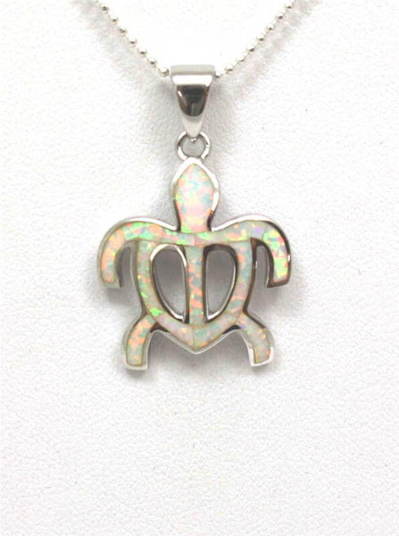 INLAY OPAL SILVER 925 HAWAIIAN HONU TURTLE PENDANT MEDIUM (TP-237)