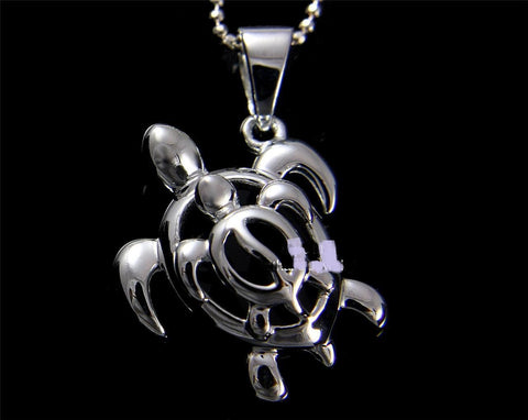 STERLING SILVER 925 HAWAIIAN SWIMMING HONU TURTLE BABY HONU TURTLE PENDANT (TP-97)