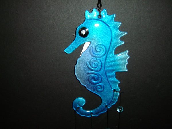 Brand New  Beautiful Fused Glass Seahorse Wind Chime (WC-7)