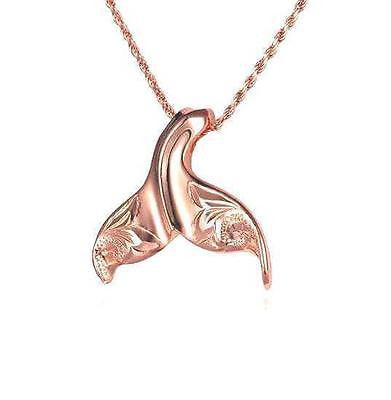 18MM ROSE GOLD PLATED SILVER 925 HAWAIIAN SCROLL WHALE TAIL SLIDER PENDANT (WJ-14)