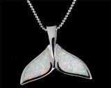 INLAY OPAL HAWAIIAN WHALE TAIL SLIDE PENDANT STERLING SILVER 925 SMALL LARGE (WJ-22)