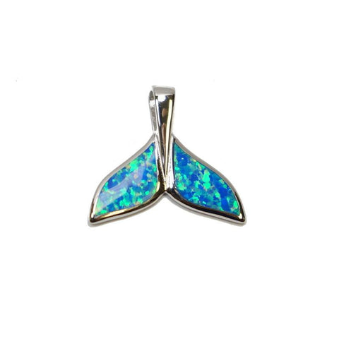 INLAY OPAL HAWAIIAN WHALE TAIL SLIDE PENDANT STERLING SILVER 925 SMALL LARGE (WJ-23)