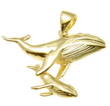 YELLOW ROSE GOLD PLATED SILVER 925 HAWAIIAN HUMPBACK WHALE MOTHER BABY PENDANT (WJ-26)