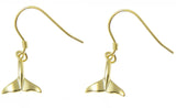 YELLOW ROSE GOLD PLATED RHODIUM SILVER 925 HAWAIIAN WHALE TAIL HOOK EARRINGS SM (WJ-3)